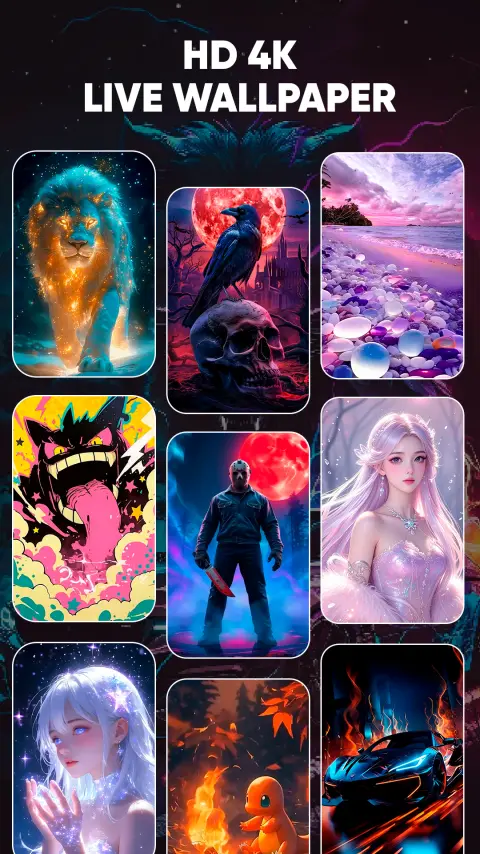 Grid of HD 4K live wallpapers